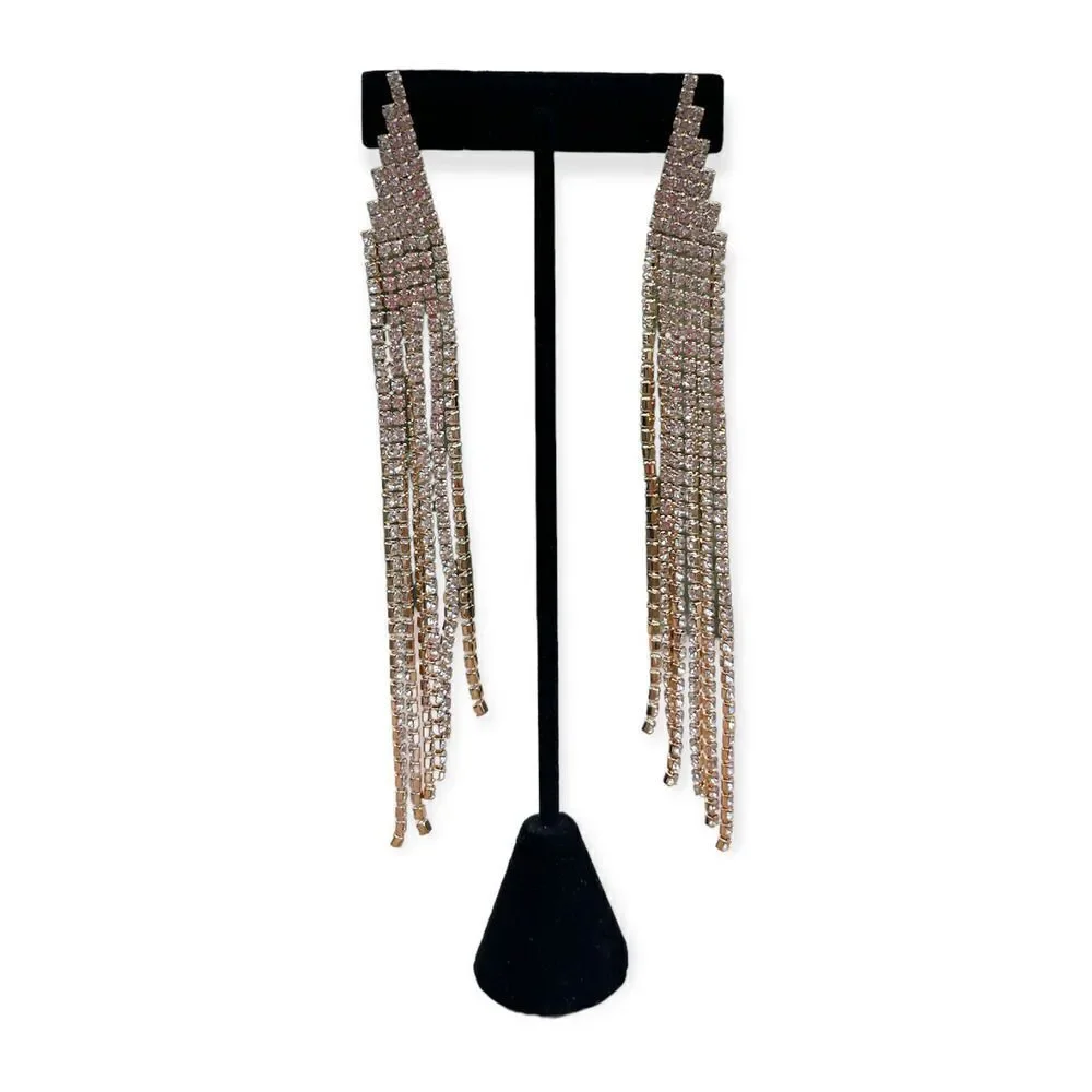 Gold Rhinestone Mesh Evening Bag Set Necklace Earrings Bracelet Formal Prom
